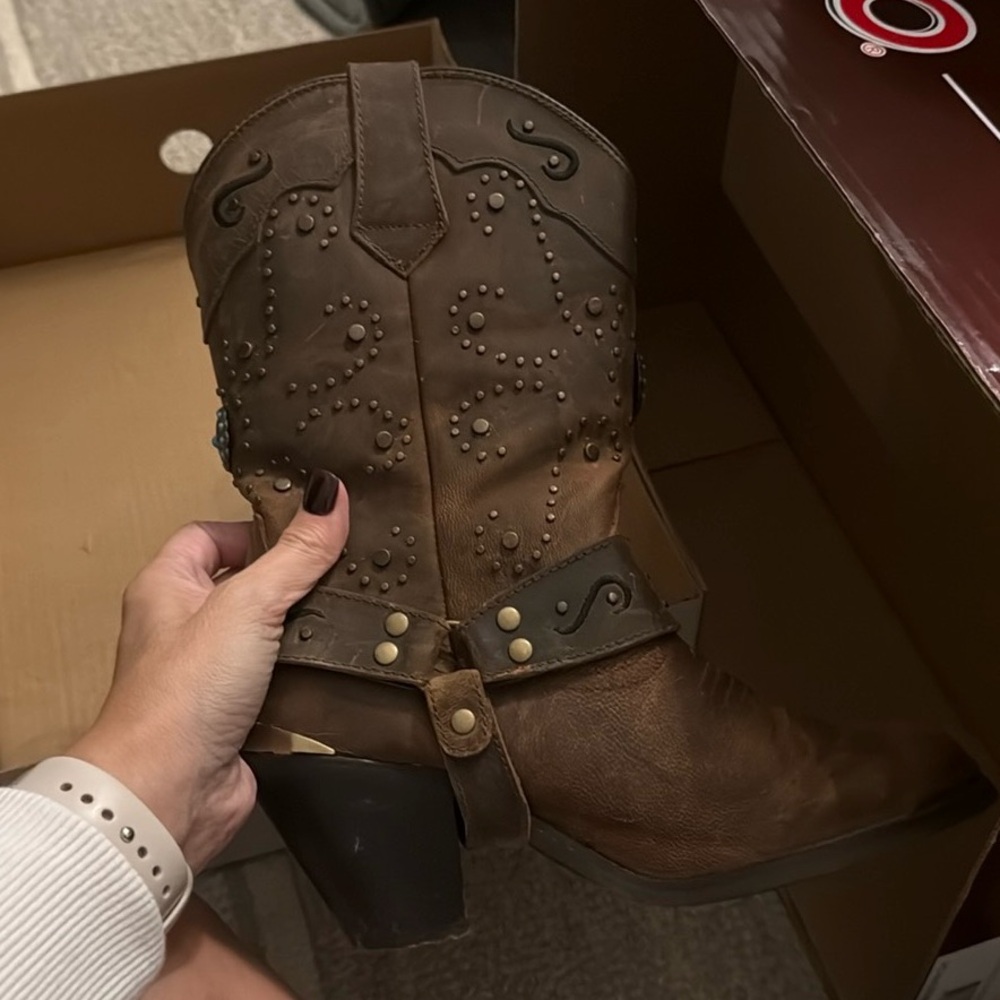 Dingo Dark Brown Ankle Booties with Embellishments
